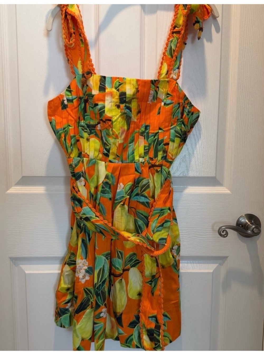 Farm Rio Orange Pear Print Dress